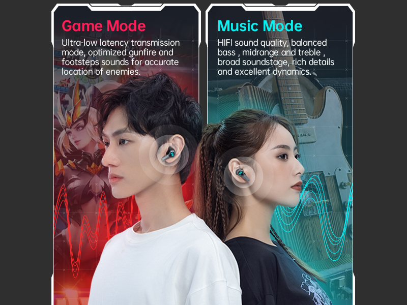 A boy and a girl, back to back, both wearing EDIFIER GX04 gaming headphones