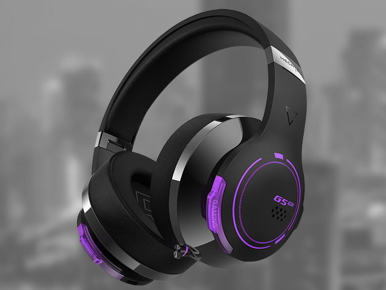 EDIFIER G5BT gaming hedset with purple RGB light effects
