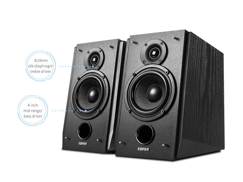 two edifier bookshelf speakers