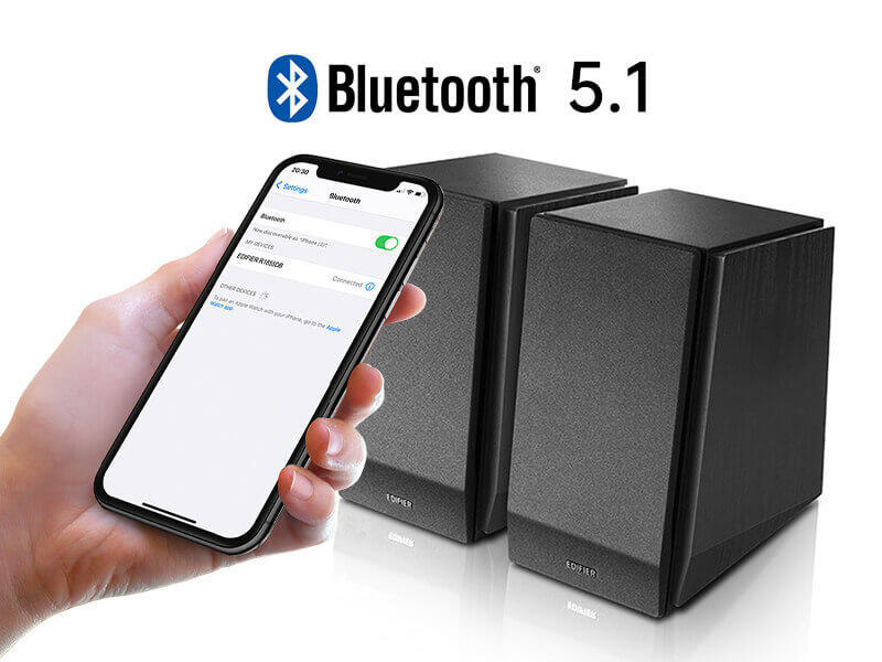 two edifier bookshelf speakers with bluetooth V5.1