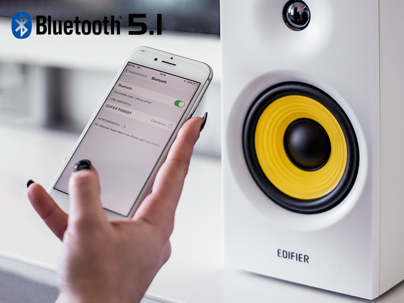 Bluetooth 5.1 with white edifier speaker